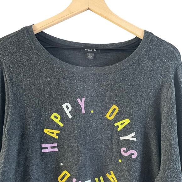 Wildfox Happy Days Ahead Dark Gray Lightweight Sweatshirt Women’s Large NWT - Picture 2 of 8